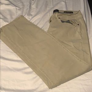Tan colored jeans. Super stretchy.